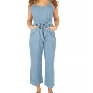 Belted Demin Jumpsuit with Pockets - Small - New